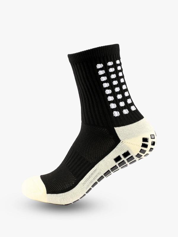 Men's 1 Pair Black\White Non-slip Silicone Crew Socks, Comfort Breathable Moisture Wicking Sports Socks, Men's Socks & Hosiery, Menswear