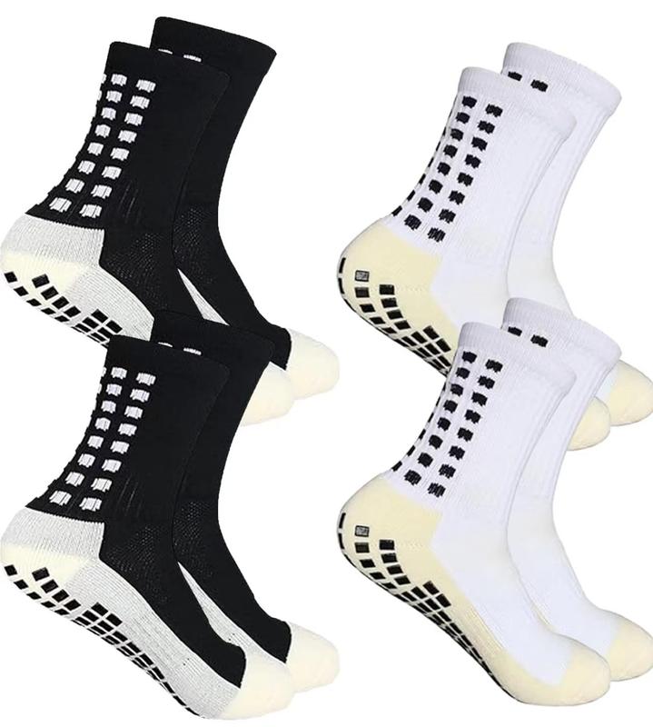 4 Pair Grip Soccer Socks Anti Slip Non Slip Men's Athletic Socks for Football Basketball Sports