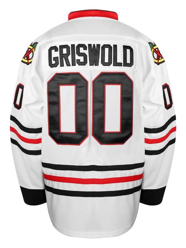 Men's Contrast Binding Embroidered Ice Hockey Jersey, Casual V Neck Long Sleeve Sports Top for Fall & Winter, Men's Sportswear for Daily Wear