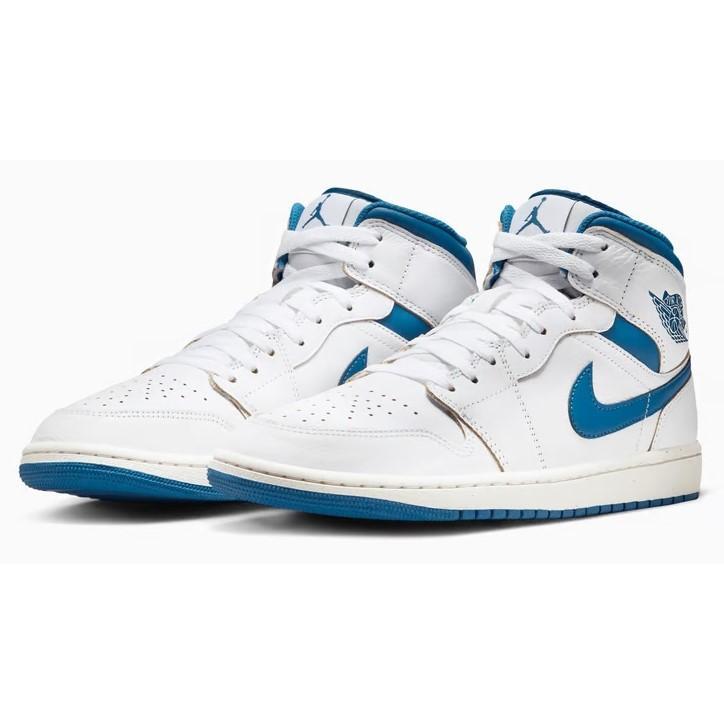 Men's Jordan 1 Mid SE White Industrial Blue-Sail (FN5215 141)