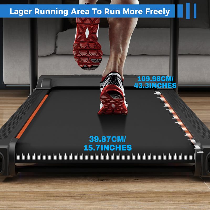 Motorized Compact Folding Treadmill with Audio Speakers and Incline Adjuster for Running and Jogging