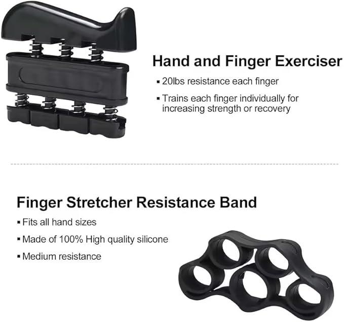 5 Pack 1 Pack Grip Strength Trainer Kit Adjustable Resistance Hand Gripper,Finger Exerciser,Hand Extension Exerciser,Stress Relief Ball and Forearm Workout Ring for Muscle Building Injury Recover