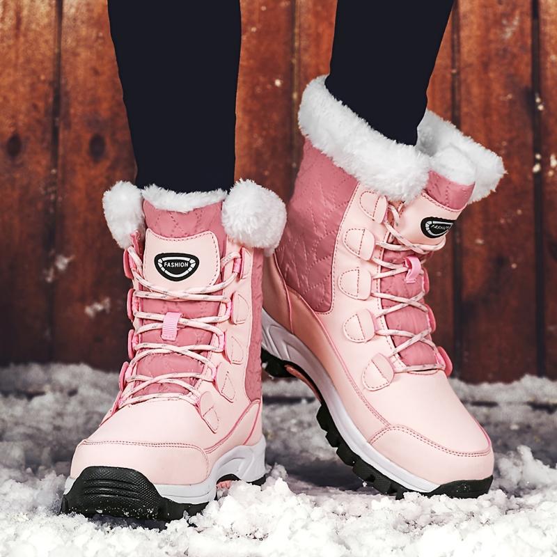 Winter Women's Outdoor Snow Boots, Anti-cold Warm Padded High Top Cotton Boots, Non-slip Comfortable Hiking Boots