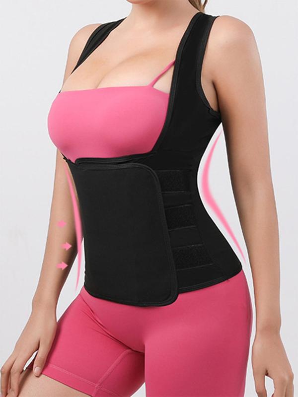 Women's Coated Waist Belt, Solid Sports Vest, Sauna Running Vest, Workout Tops, Adjustable Fitness Tank Top for Gym Yoga