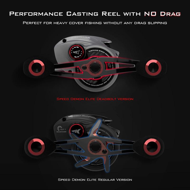 Speed Demon Elite Deadbolt Baitcasting Reel 10+1 Shielded Stainless Steel BB, CNC Lightweight Aluminum Frame, Available in Skipping Version