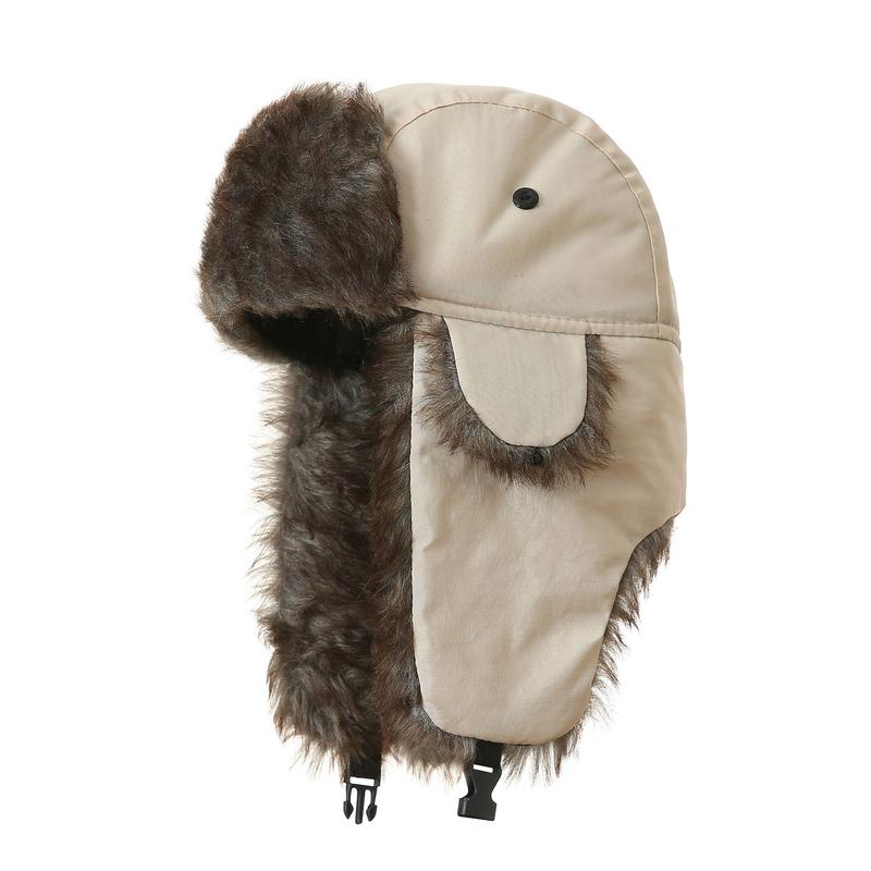 Trapper Warm Russian Trooper Hat with Faux Fur Ear Flaps Winter Skiing Cap for Women Men Windproof Hunting Hats