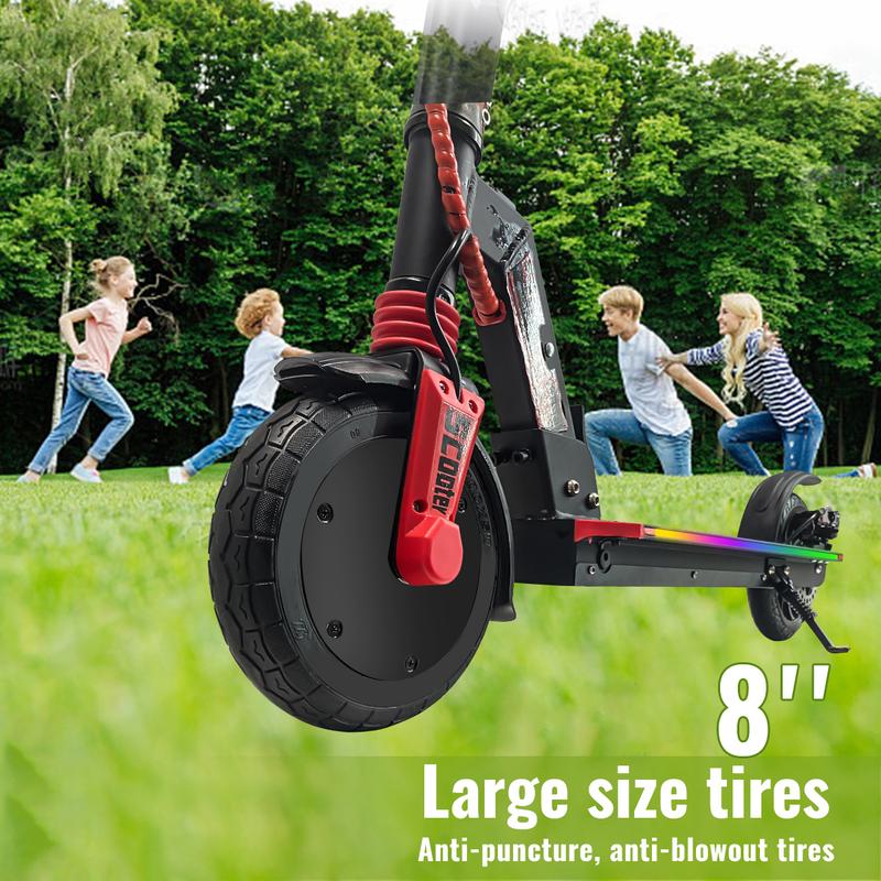 Aolorozo 180W Foldable Electric Scooter: 10-Mile Range, 10 mph Top Speed, Durable 8-Inch Solid Tires, Perfect for Adults and Teens, Featuring Vibrant LED Lights, Lightweight Design – Ideal for City Commutes and Fun Rides