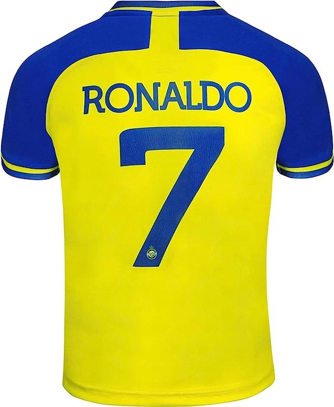 New Kids Soccer Jersey # 7 Ronaldo yellow Fan Jersey Top+Shorts+Socks Set jers y