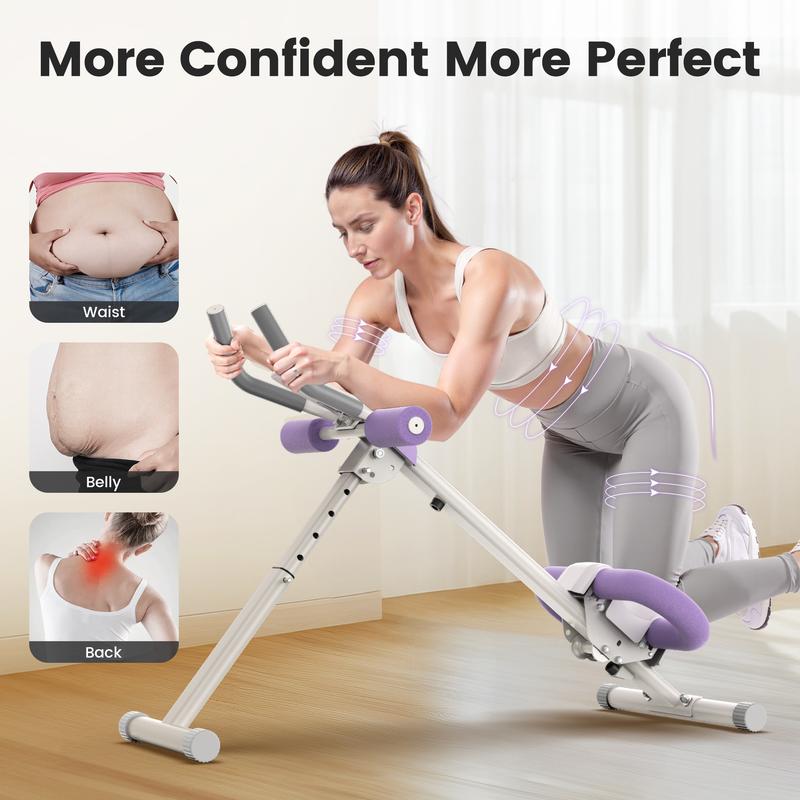 FEIERDUN Adjustable Ab Machine with LCD Monitor, Ab Trainer Machine at Home Workout Equipment,  Foldable Abdominal Fitness Equipment ,Strength Training for Core