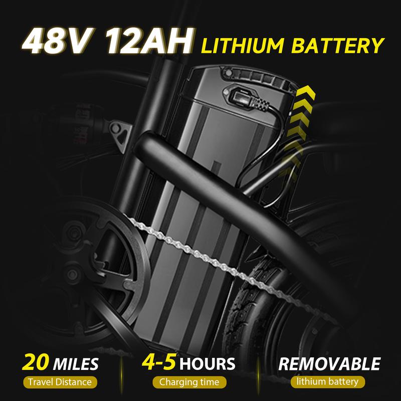 APYEAR E-Bike,400W Motor 14inches Folding Design Electric Bike,with Removable Battery,20+MPH Ebike Top Speed,Two-Person Capacity,Commuting electric bicycle,Equipped with High-Performance Brushless Motor