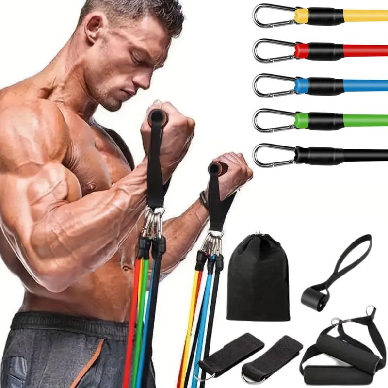 Gym Resistance Band, 11pcs set Mixed Colot Multifunctional Elastic Exercise Band, Fitness Equipment for Home Gym Workout, Exercise Equipment, Gymtok