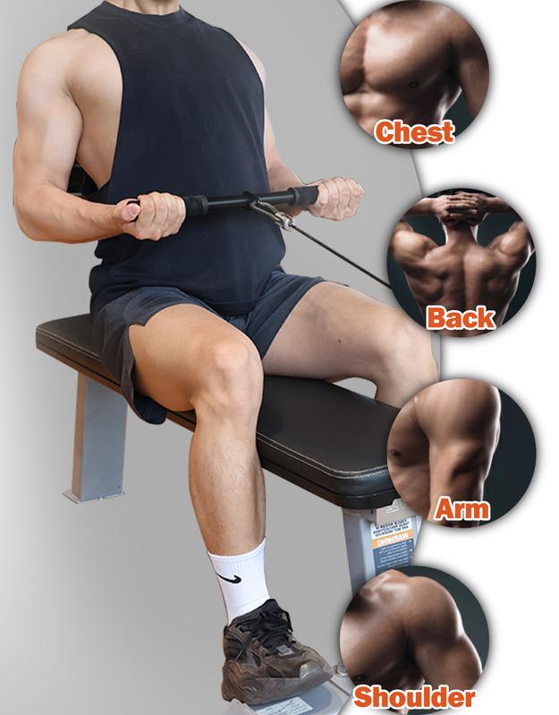 Fitarc Straight Lat Bar Cable Machine Attachment,Pull Down Short Bar for Bicep&Tricep Curl for Home Gym