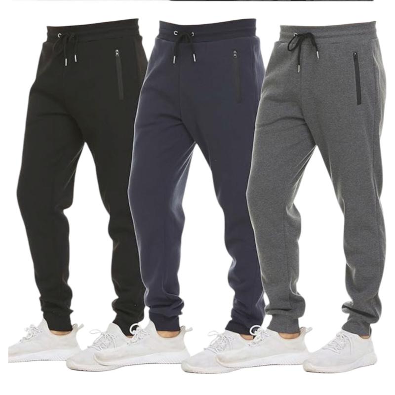 Benben 3-Pack Ultimate Comfort Navy, Charcoal, and Black Fleece Joggers for Men - Athletic Fit with Drawstring Waist and Zippered Pockets