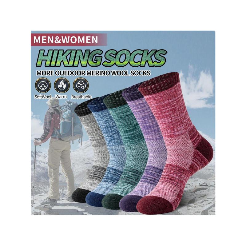 5 Pairs Of Merino Wool Hiking Socks For Men And Women, Hiking Socks To Keep Warm In Winter, Moisture Wicking Pads For Outdoor Boots And Socks For Men And Women