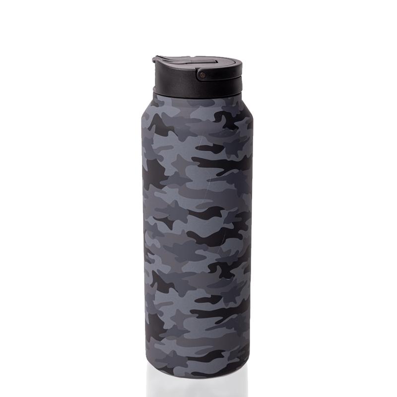 Iconic Sport 32oz Water Bottle - Black Camo - Stainless Steel Leakproof Reusable Bottle