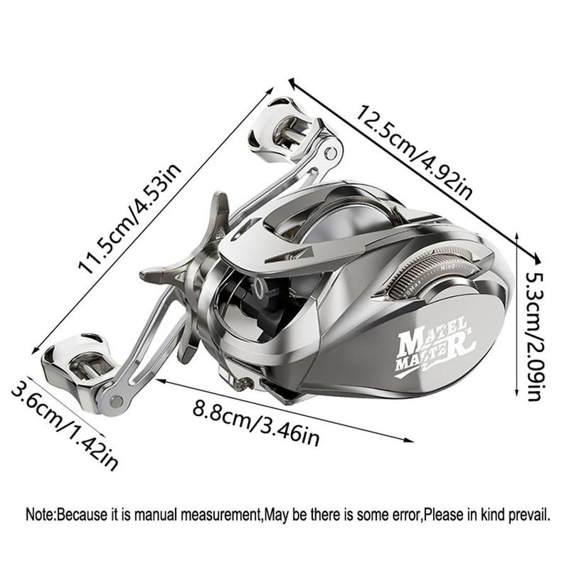 Aluminum Alloy Baitcasting Fishing Reel, 6.3:1 Gear Ratio Fishing Reel, Light Baitcaster Reel, Perfect for Saltwater Freshwater Fishing, Fishing Accessories