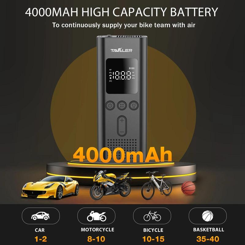 Portable Wireless Air Compressor, 150PSI Car Tire Inflator with Digital Display, Multifunctional Air Pump for Car Bicycle Motorcycle