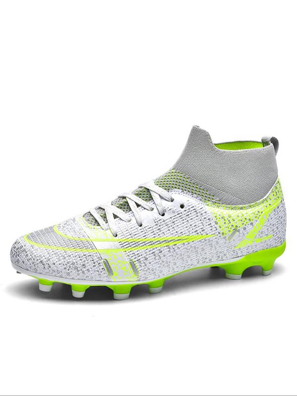 Men's Colorblock Lace Up High Top Football Shoes, Comfortable Breathable Football Cleats, Professional Football Shoes for Outdoor Training & Competition