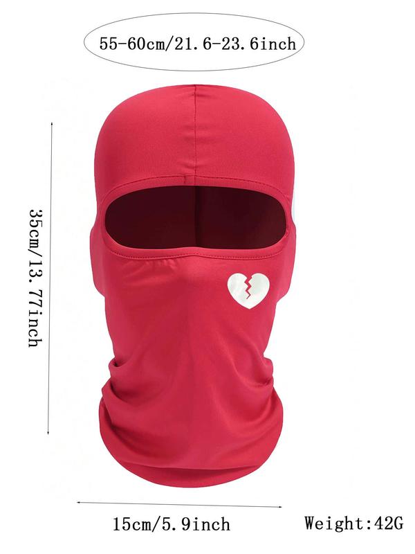 Street Trend Heart Graphic Ski Mask, Sports Soft Comfy Ski Mask for Both Women & Men, Personalized and Stylish Ski Mask Suitable for Outdoor Sports, Skiing