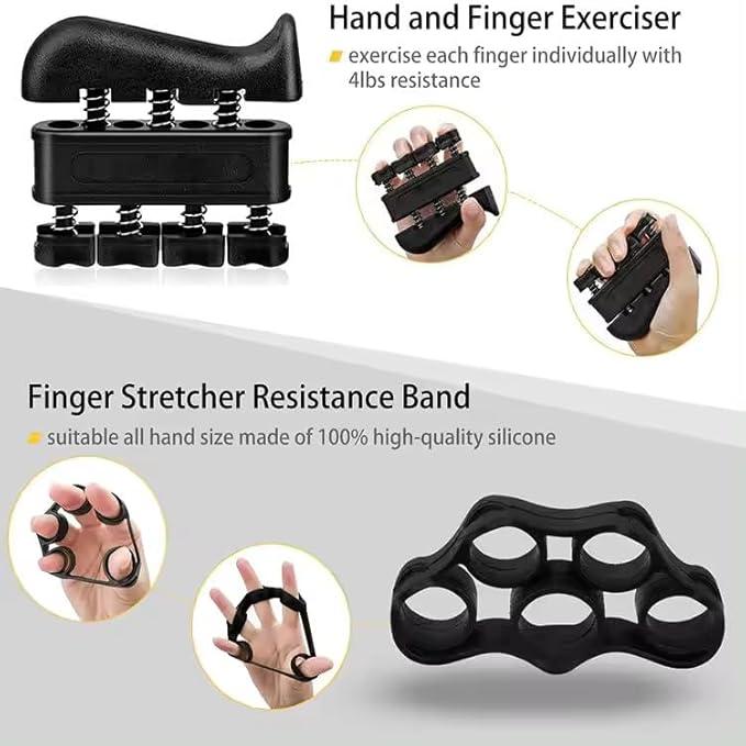 5 Pack 1 Pack Grip Strength Trainer Kit Adjustable Resistance Hand Gripper,Finger Exerciser,Hand Extension Exerciser,Stress Relief Ball and Forearm Workout Ring for Muscle Building Injury Recover