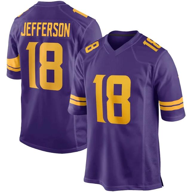 2024 Justiin Jeferson #18 Youth American Football Jerseys Stitched Limited Jersey - Purple White