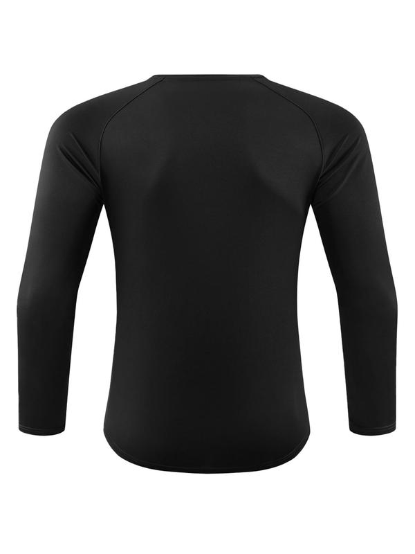 Men's Solid Raglan Sleeve Quick Drying Tee, Casual Comfy Breathable Long Sleeve Round Neck T-shirt for Spring & Fall, Men's Top for Outdoor Activities