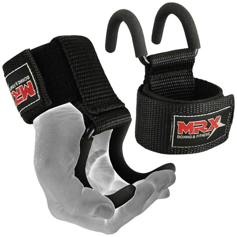 MRX Weight Lifting Hooks for Men & Women Thick Wrist Padding Weight Lifting Grips for Powerlifting, Shrugs, Rows & Deadlift Support