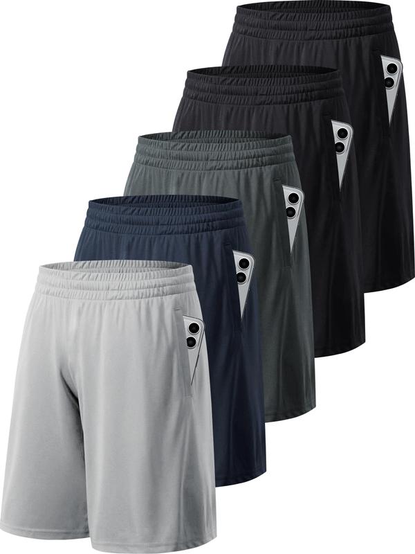 Men's 5-pack gym shorts quick-drying lightweight sports basketball running shorts with pockets