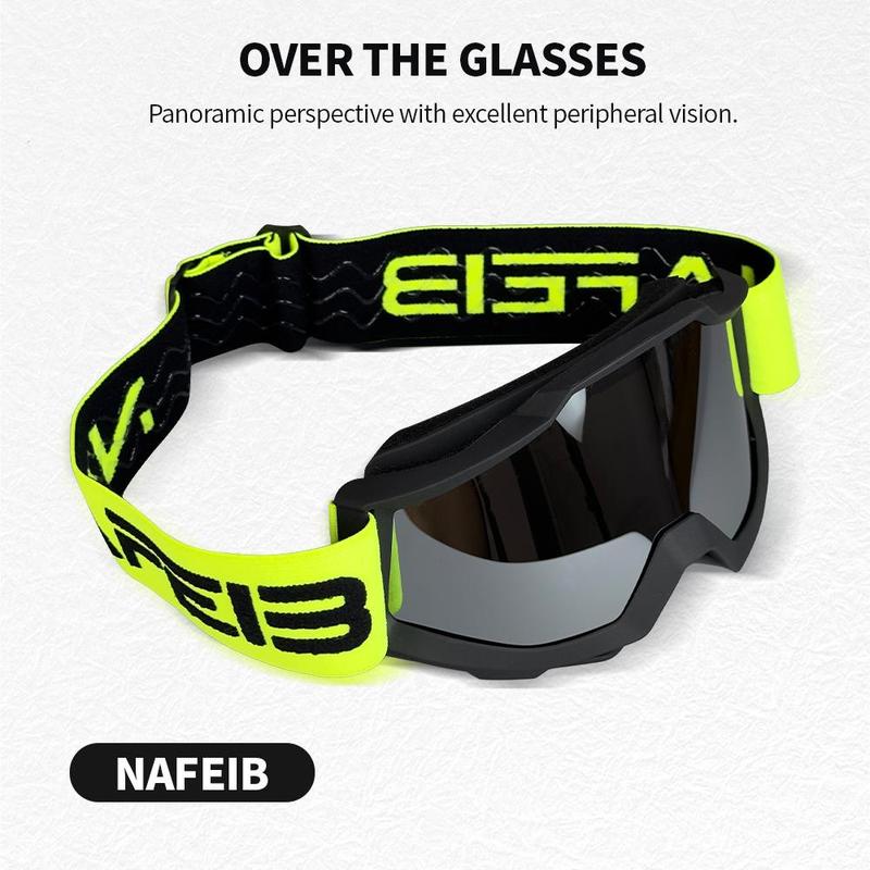 Motorcycle Goggles, Motorcycle Goggles with Neon Reflective Lens, Off-road Riding Goggles, Protective Gear for Motorcycle, Motorcycle Accessories