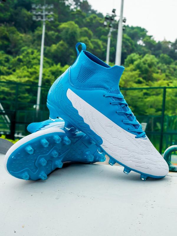 Plain Textured Lace Up High Top Football Shoes, Solid Color Outdoor Sports Training Shoes, Men  Summer 2024 Footwear