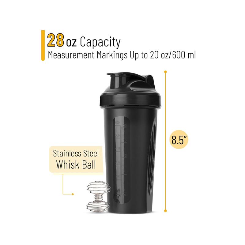 Protein Shaker Bottles - 20 oz Shaker Cups with Wire Whisk Ball for Smooth Mixing of Protein Shakes and Smoothies, Ideal for Fitness Enthusiasts.