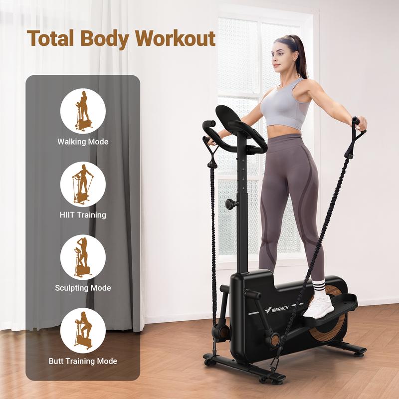 MERACH Elliptical Machines for Home Gym, 330lbs Compact Elliptical Exercise Machine with Hyper-Quiet Magnetic Driving System 16 Resistance Levels