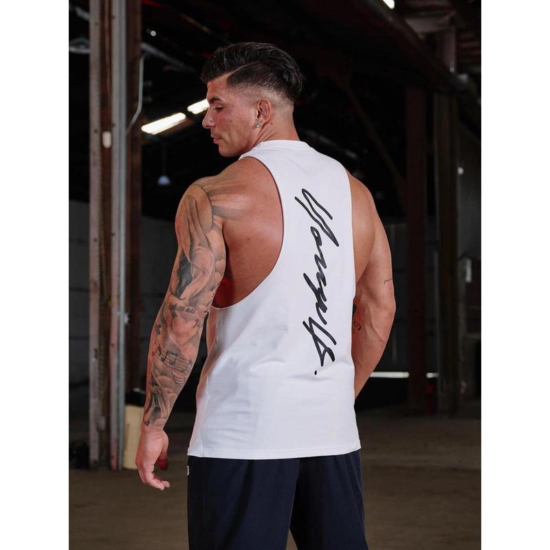 Youngla Men's Vest Sports Fitness Cotton round Neck Sleeveless T-shirt Waistcoat Basketball Training Stretch Top