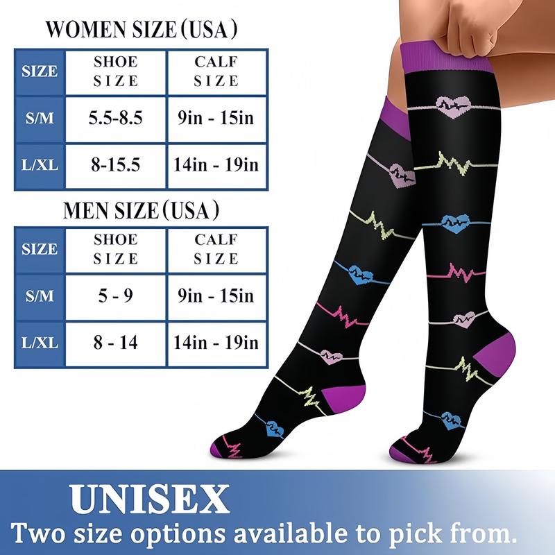 ISUNIE  Compression Unisex Animal pattern printing for Women & Men Sports Socks Knee High Socks for Athletic & Daily,Running,Climbing,Hiking,Christmas