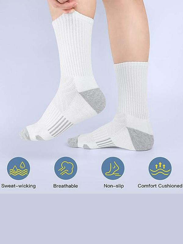 Men's Colorblock Crew Socks, Moisture Wicking Sweat Breathable Socks, Comfortable Casual Socks for Outdoor Hiking Running