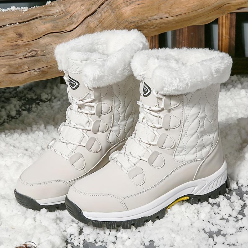 Winter Women's Outdoor Snow Boots, Anti-cold Warm Padded High Top Cotton Boots, Non-slip Comfortable Hiking Boots