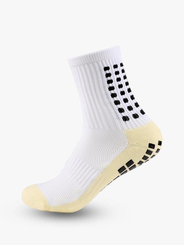 Men's 1 Pair Black\White Non-slip Silicone Crew Socks, Comfort Breathable Moisture Wicking Sports Socks, Men's Socks & Hosiery, Menswear