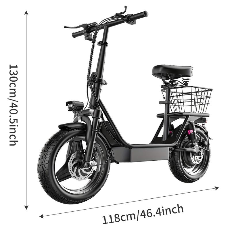 Adult Electric Scooter With Basket 14'' Urban Commuter Multifunctional E-Scooter 500W Motor 36V 13AH Removable Battery Electric Scooter