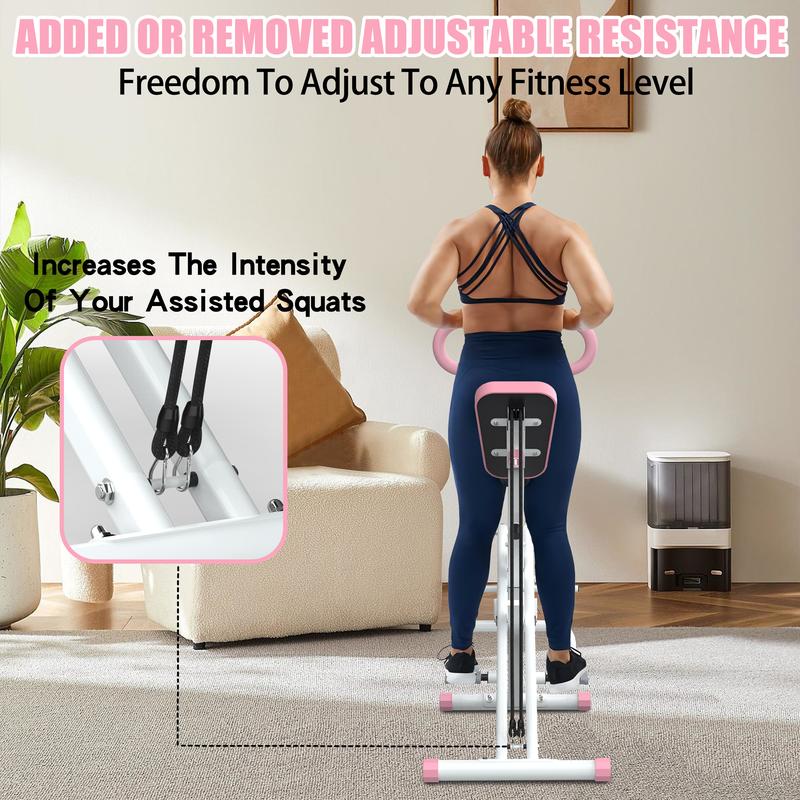 DUFOMINC Squat Machine for Home - Assist Trainer for Glutes Workout Foldable with Resistance Bands, for Botty Glutes Butt Thighs, Ab Back Leg Press Hip Thrust for Home Gym Fitness