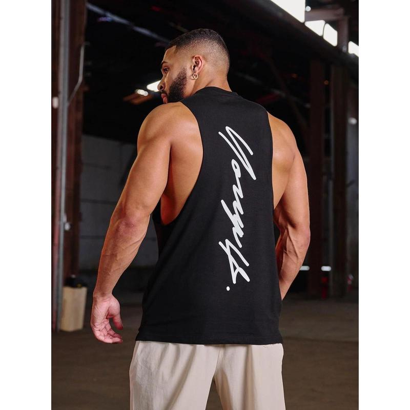 Youngla Men's Vest Sports Fitness Cotton round Neck Sleeveless T-shirt Waistcoat Basketball Training Stretch Top