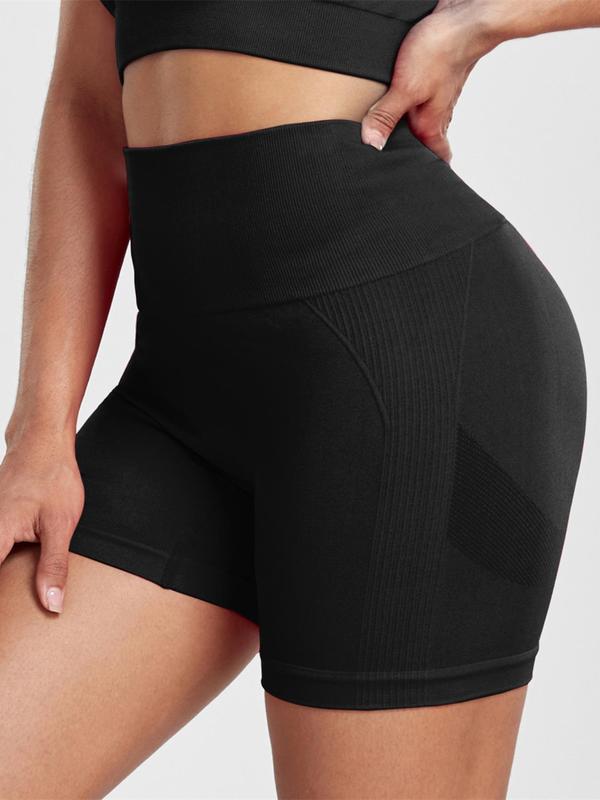 Sporty Women's Basic Solid Color High Waist Sports Short Tummy Control Leggings, Casual Comfy Breathable High Rise Skinny Shorts for Yoga Gym Workout Running, Ladies Sportswear for Summer