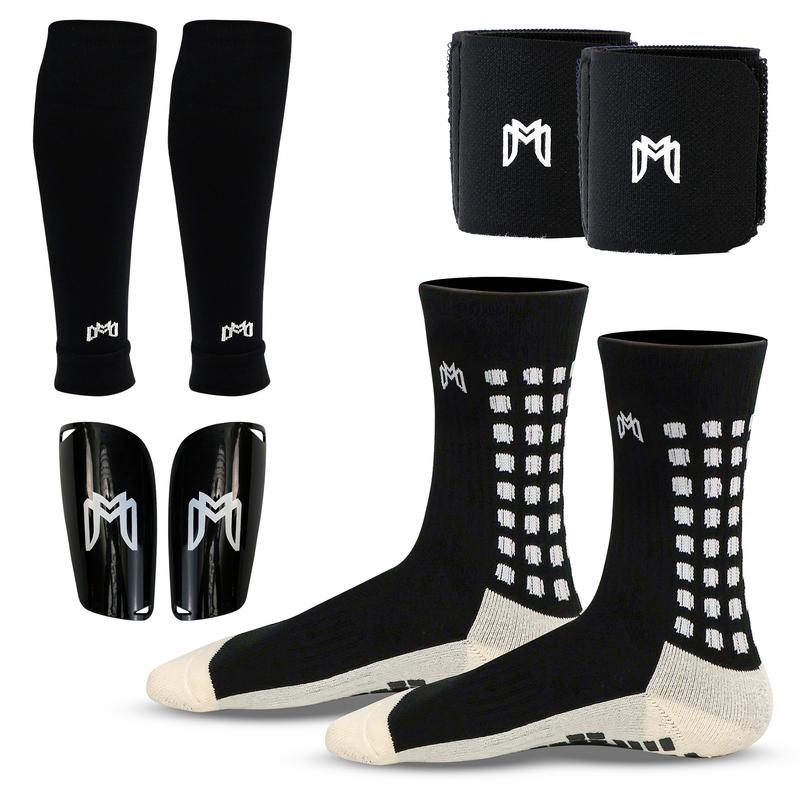 MediCaptain Elite Soccer Bundle - Grip Sock, Shin Guards, Pre-Cut Sock Sleeves, and Shin Guard Straps Bundle – Essential Equipment for Futbol Players