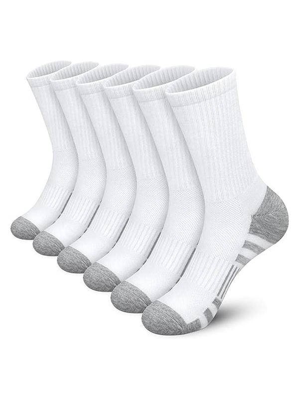 Men's Colorblock Crew Socks, Moisture Wicking Sweat Breathable Socks, Comfortable Casual Socks for Outdoor Hiking Running