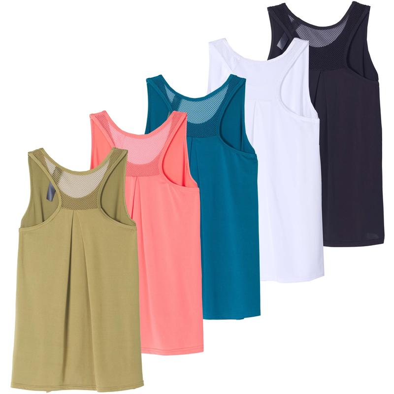 Real Essentials 5 Pack: Women's Racerback Workout Tank Top Mesh Back Dry-Fit Sleeveless Running Gym (Available in Plus Size)