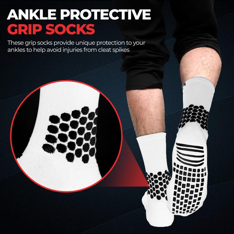 MediCaptain Soccer Grip Socks with Cushion Ankle Protection, NonSlip Soccer Socks With Grip Pads, Mens Women Youth Age 13+ Grip Socks, Blister Prevention Athletic Sock for Soccer, Basketball, Football