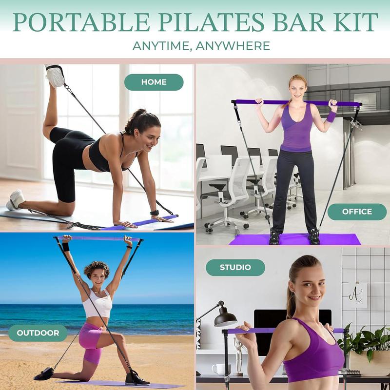3 Sectional Pilates Bar with Stacking Resistance Band, 1 Set Pilates Bar Kit, Pilates Resistance, Home Gym Equipment for Women & Men, Exercise Equipment, Fall Gift, Christmas Gift