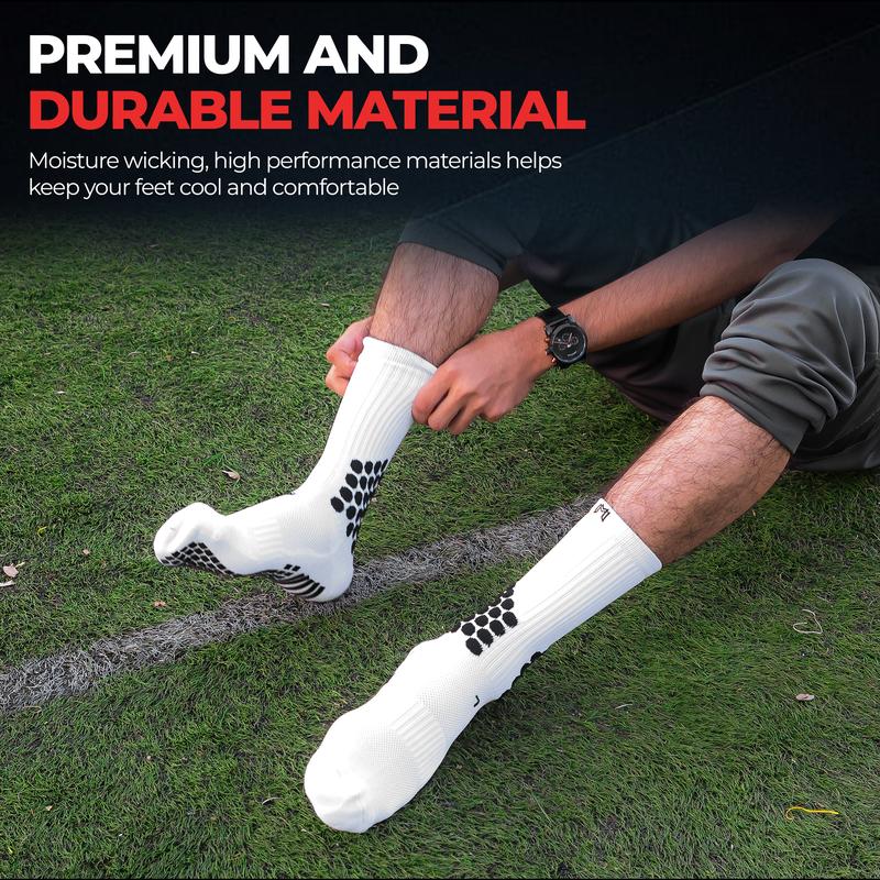 MediCaptain Soccer Grip Socks with Cushion Ankle Protection, NonSlip Soccer Socks With Grip Pads, Mens Women Youth Age 13+ Grip Socks, Blister Prevention Athletic Sock for Soccer, Basketball, Football