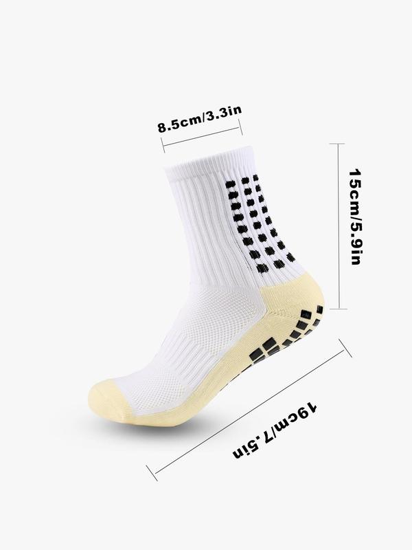 Men's 1 Pair Black\White Non-slip Silicone Crew Socks, Comfort Breathable Moisture Wicking Sports Socks, Men's Socks & Hosiery, Menswear