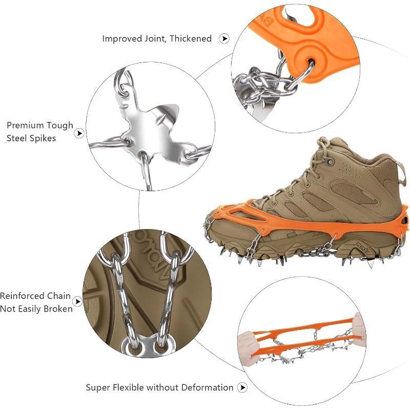 Christmas 19-tooth Stainless Steel Crampons, 1 Set Outdoor Snowshoeing Equipment, Essential Equipment for Off-road Mountaineering