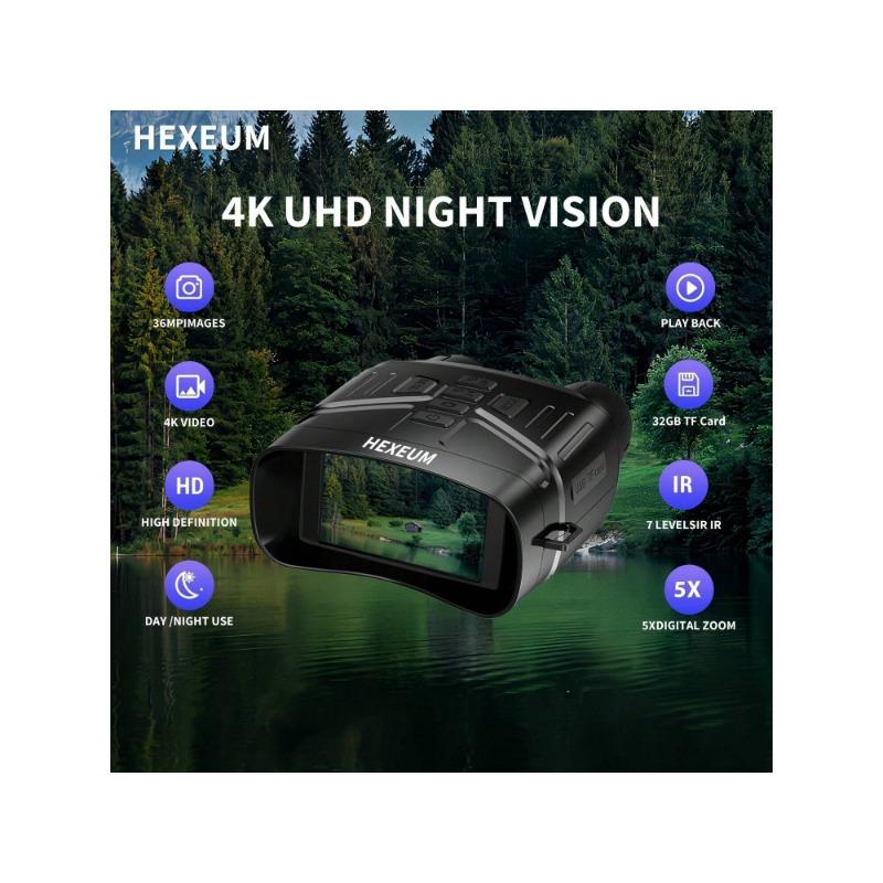 Night Vision Goggles - 4K Night Vision Binoculars For Adults, 3'' HD Screen Binoculars Can Save Photo And Video With 32GB TF Card, Black, NV4000